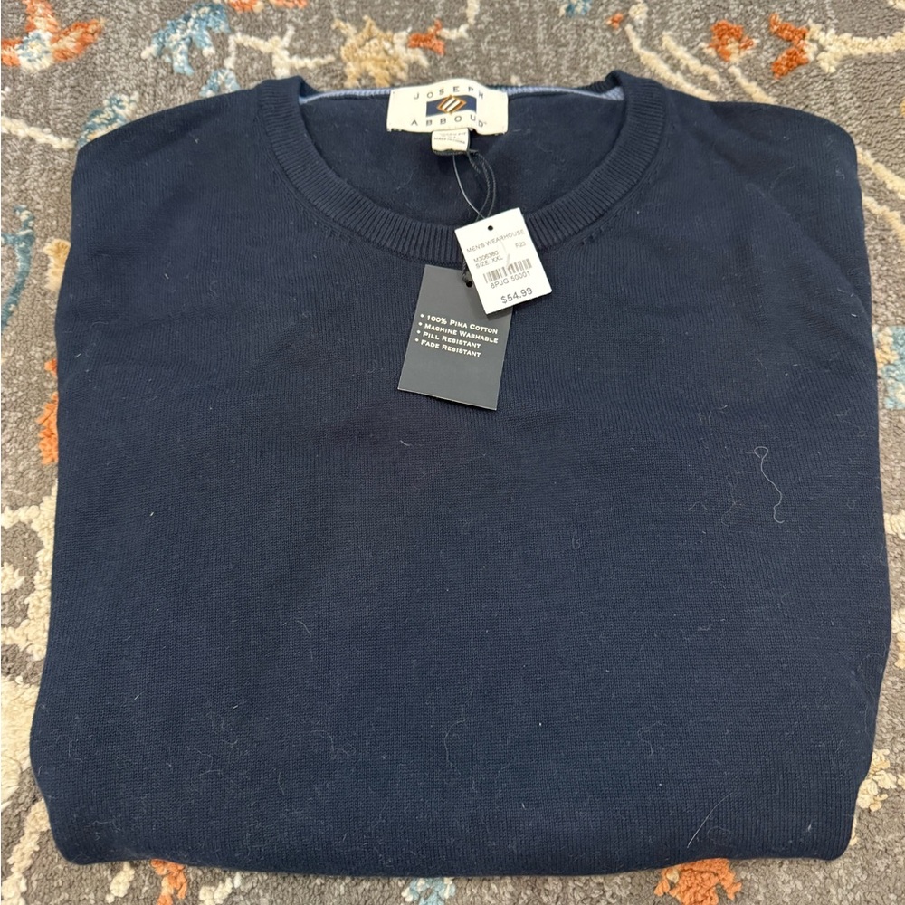 NWT Joseph Abboud Men’s Crew Neck Sweater Light Blue 100% Prima Cotton‎